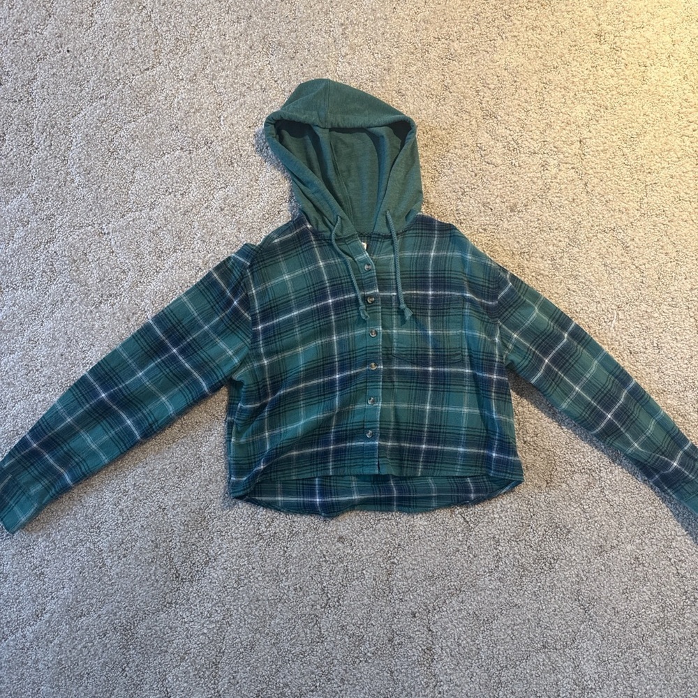 SO Goods for Life Plaid Button-Up Hoodie – Women’s XS